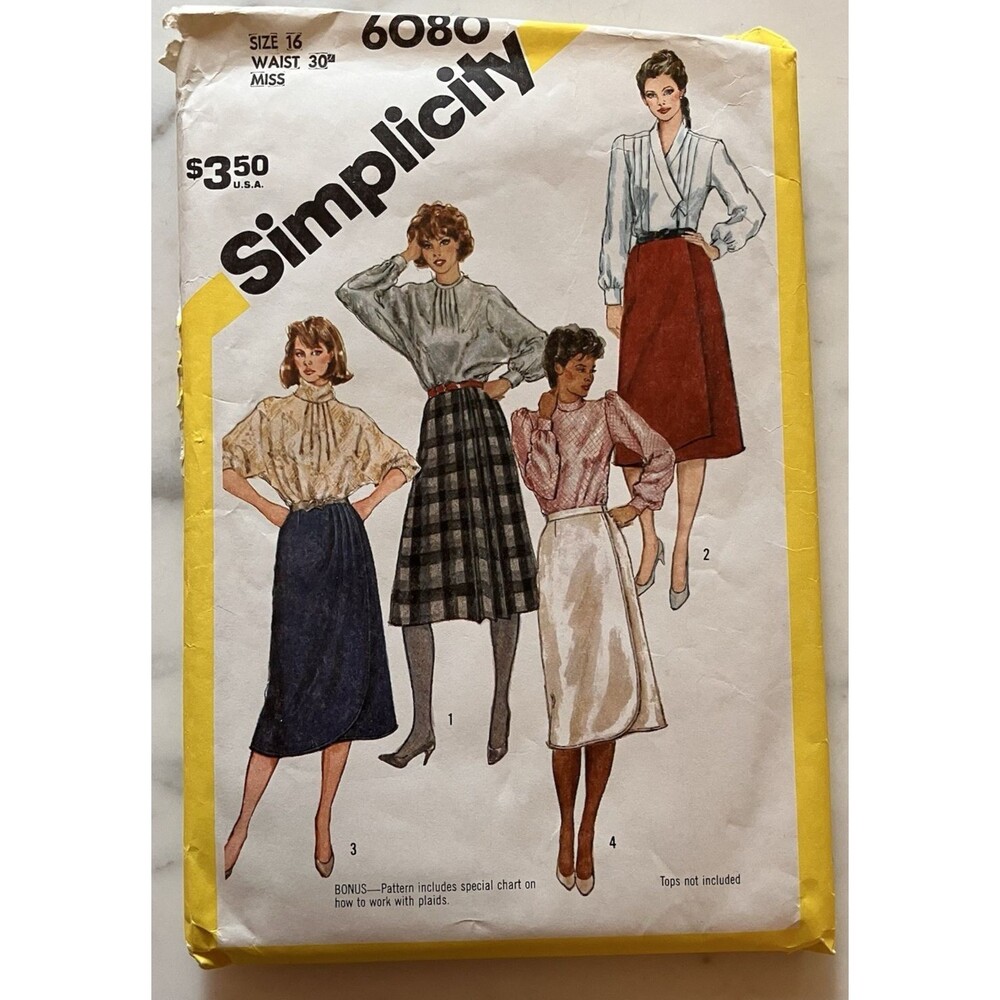 Vintage Simplicity Pattern‎ 6080 Women’s Set of Front Wrap Skirts Size 16